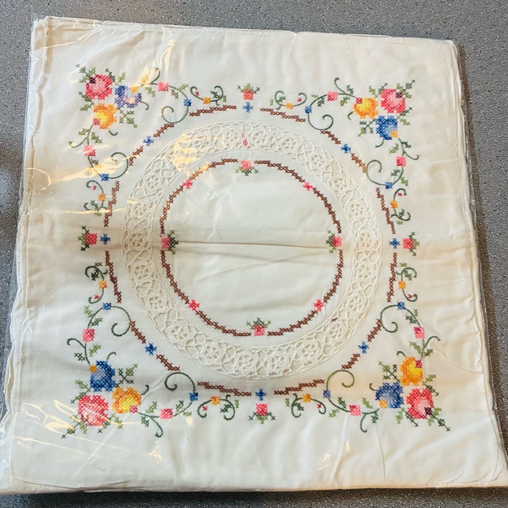2pc Set Floral Embroidered Pillow Covers Square NEW in packaging Country Home